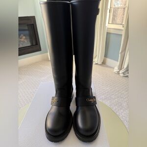 Dior Black Leather Combat Boots